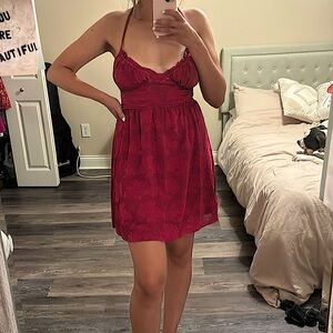 Size large magenta-colored halter top dress